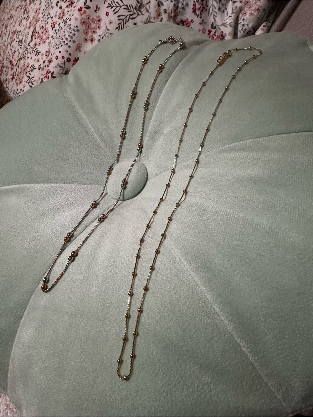 Delicate Gold Bead Station Necklace - Women's Jewelry